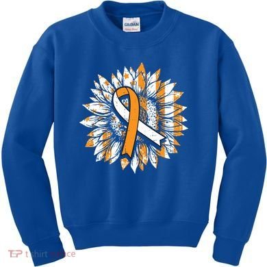 Ms Orange Ribbon Multiple Sclerosis Awareness Sunflower Gift Kids Sweatshirt
