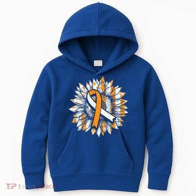 Ms Orange Ribbon Multiple Sclerosis Awareness Sunflower Gift Kids Hoodie