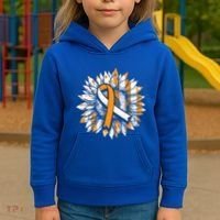 Ms Orange Ribbon Multiple Sclerosis Awareness Sunflower Gift Kids Hoodie thumb 3