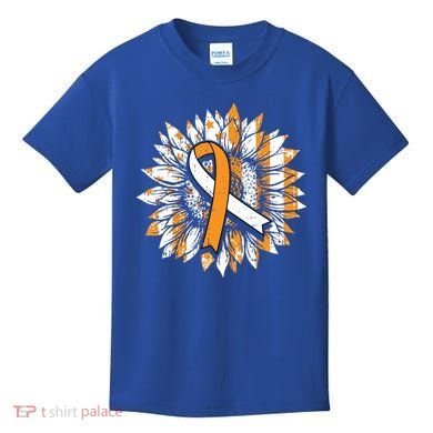 Ms Orange Ribbon Multiple Sclerosis Awareness Sunflower Gift Kids T-Shirt