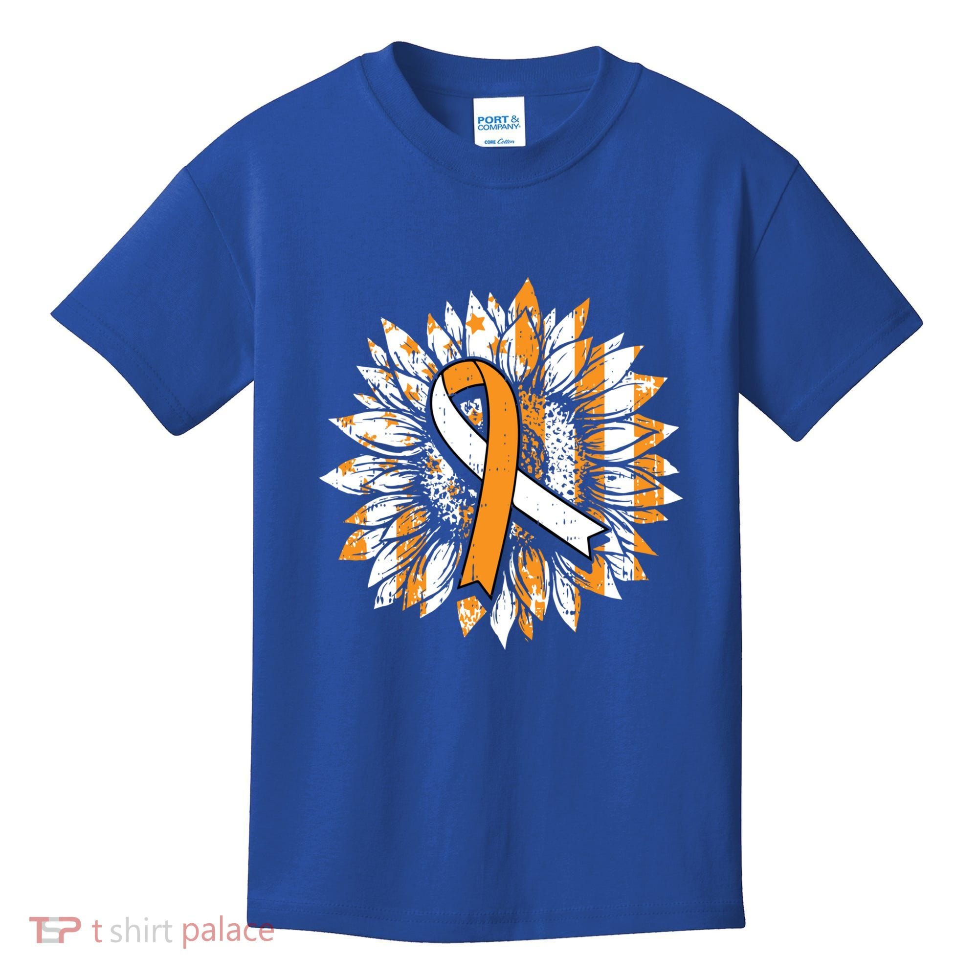 Ms Orange Ribbon Multiple Sclerosis Awareness Sunflower Gift Kids T-Shirt