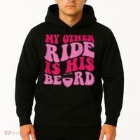 My Other Ride Is His Beard Retro Groovy Hoodie thumb 2