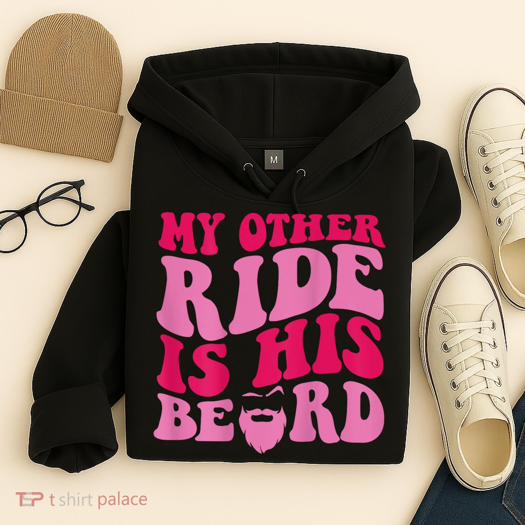 My Other Ride Is His Beard Retro Groovy Hoodie