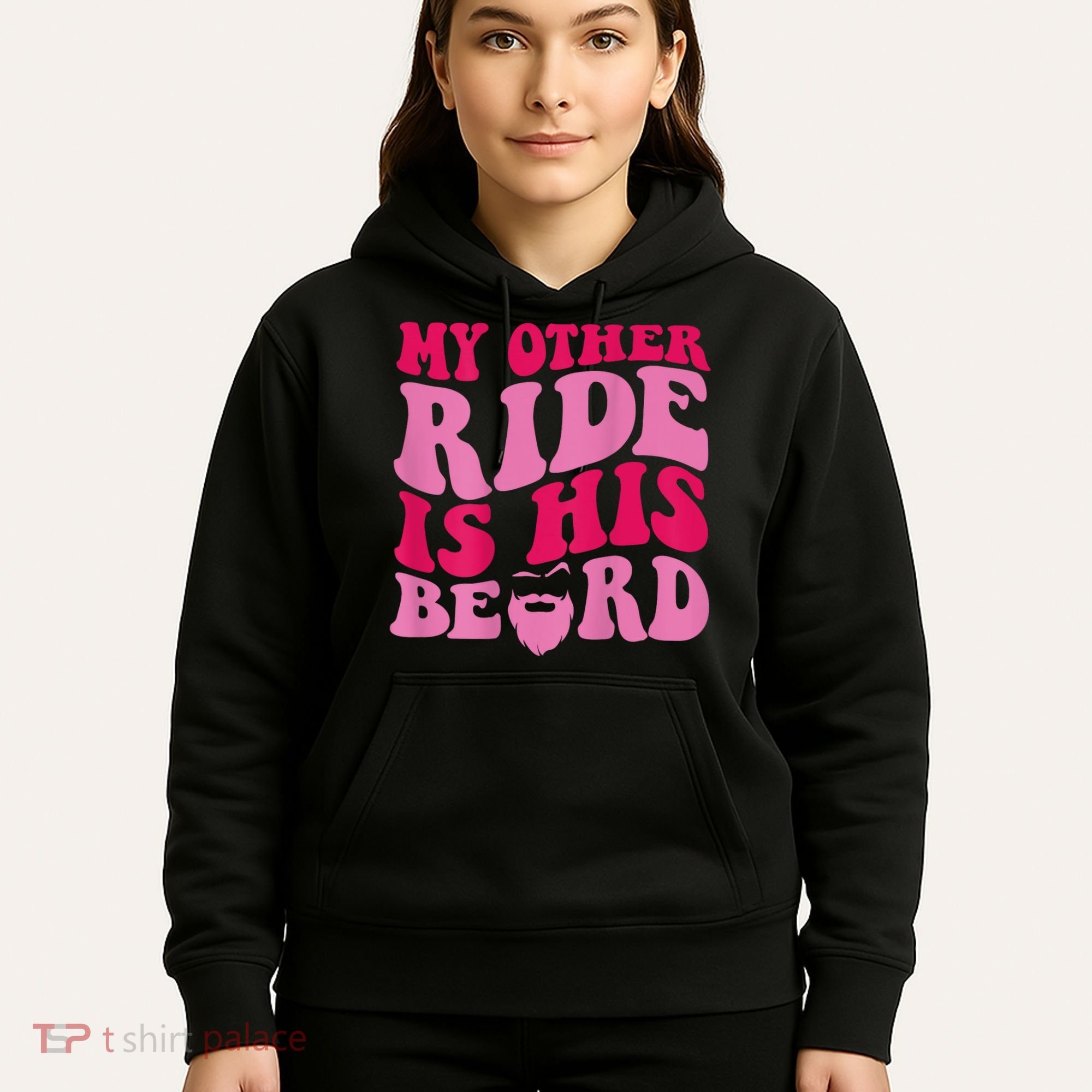 My Other Ride Is His Beard Retro Groovy Hoodie