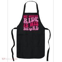 My Other Ride Is His Beard Retro Groovy Apron thumb 0