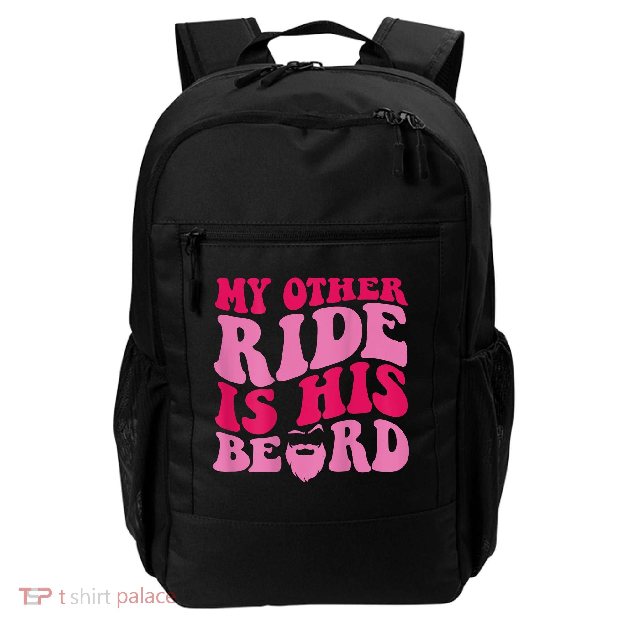 My Other Ride Is His Beard Retro Groovy Backpack