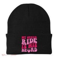 My Other Ride Is His Beard Retro Groovy Beanie thumb 0