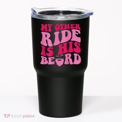 My Other Ride Is His Beard Retro Groovy Tumbler