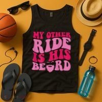 My Other Ride Is His Beard Retro Groovy Tank Top thumb 4