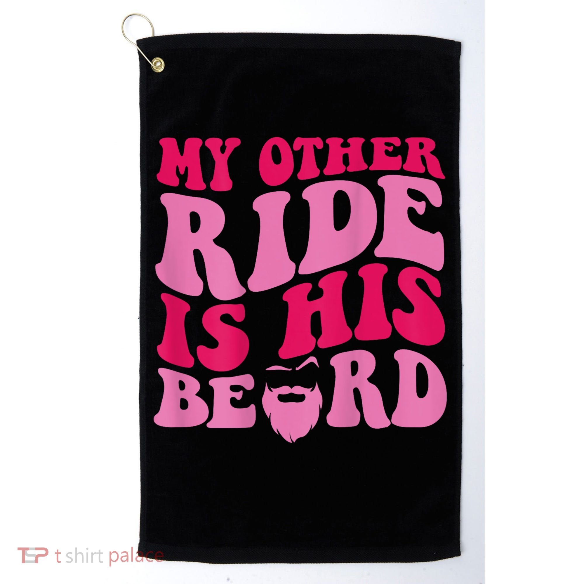 My Other Ride Is His Beard Retro Groovy Golf Towel
