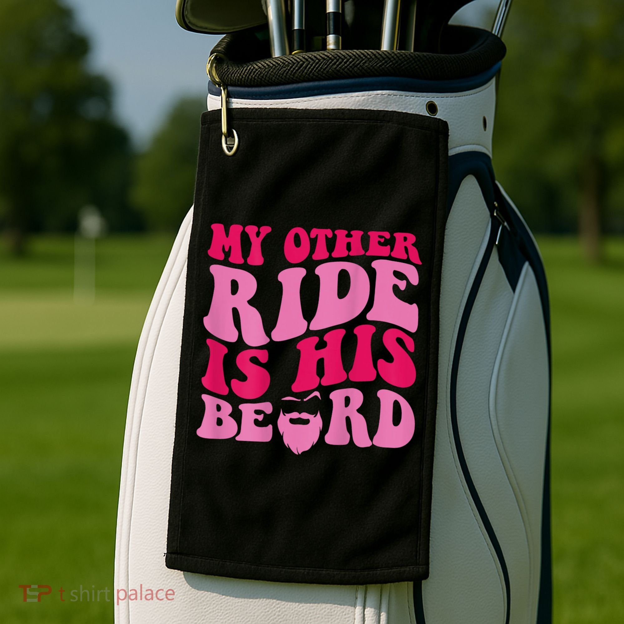 My Other Ride Is His Beard Retro Groovy Golf Towel