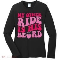 My Other Ride Is His Beard Retro Groovy Women's Long Sleeve Shirt thumb 0