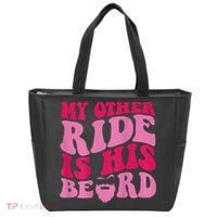 My Other Ride Is His Beard Retro Groovy Tote Bag thumb 0