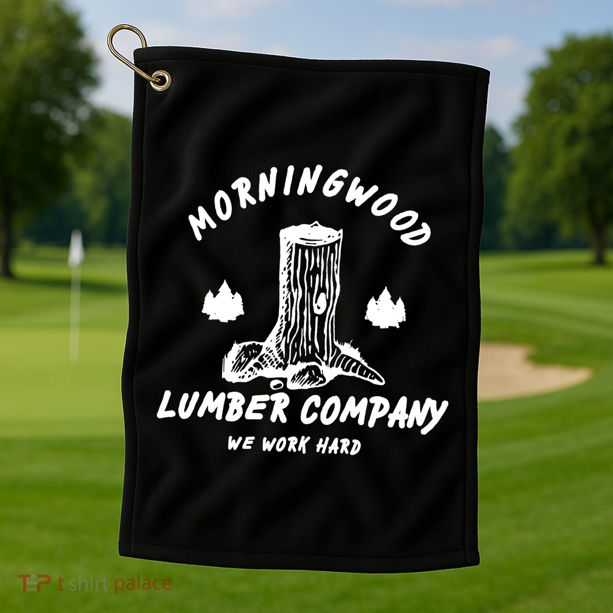Morningwood Lumber Company We Work Hard Golf Towel