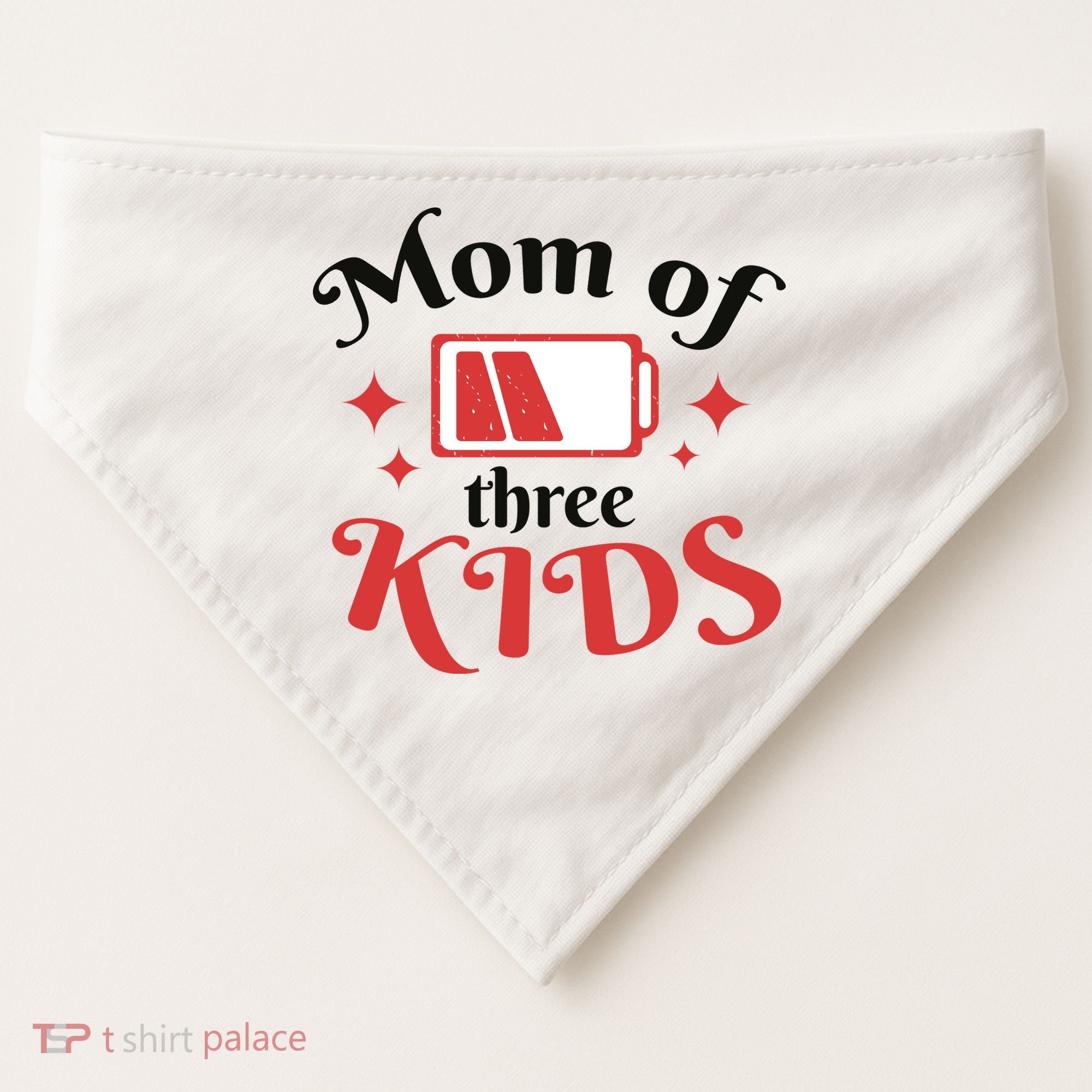 Mom Of Three Kids Battery Low USA-Made Doggie Bandana