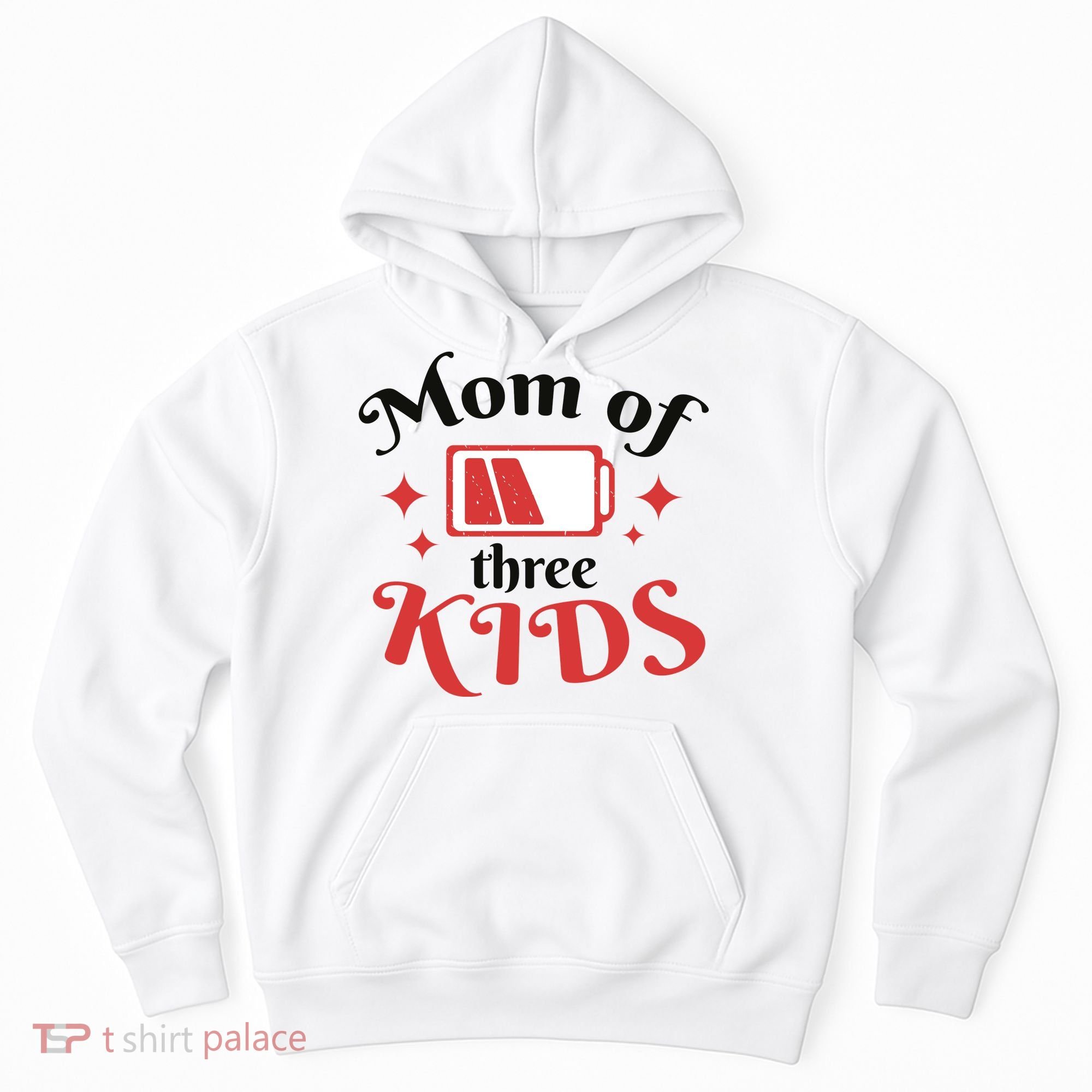 Mom Of Three Kids Battery Low Hoodie