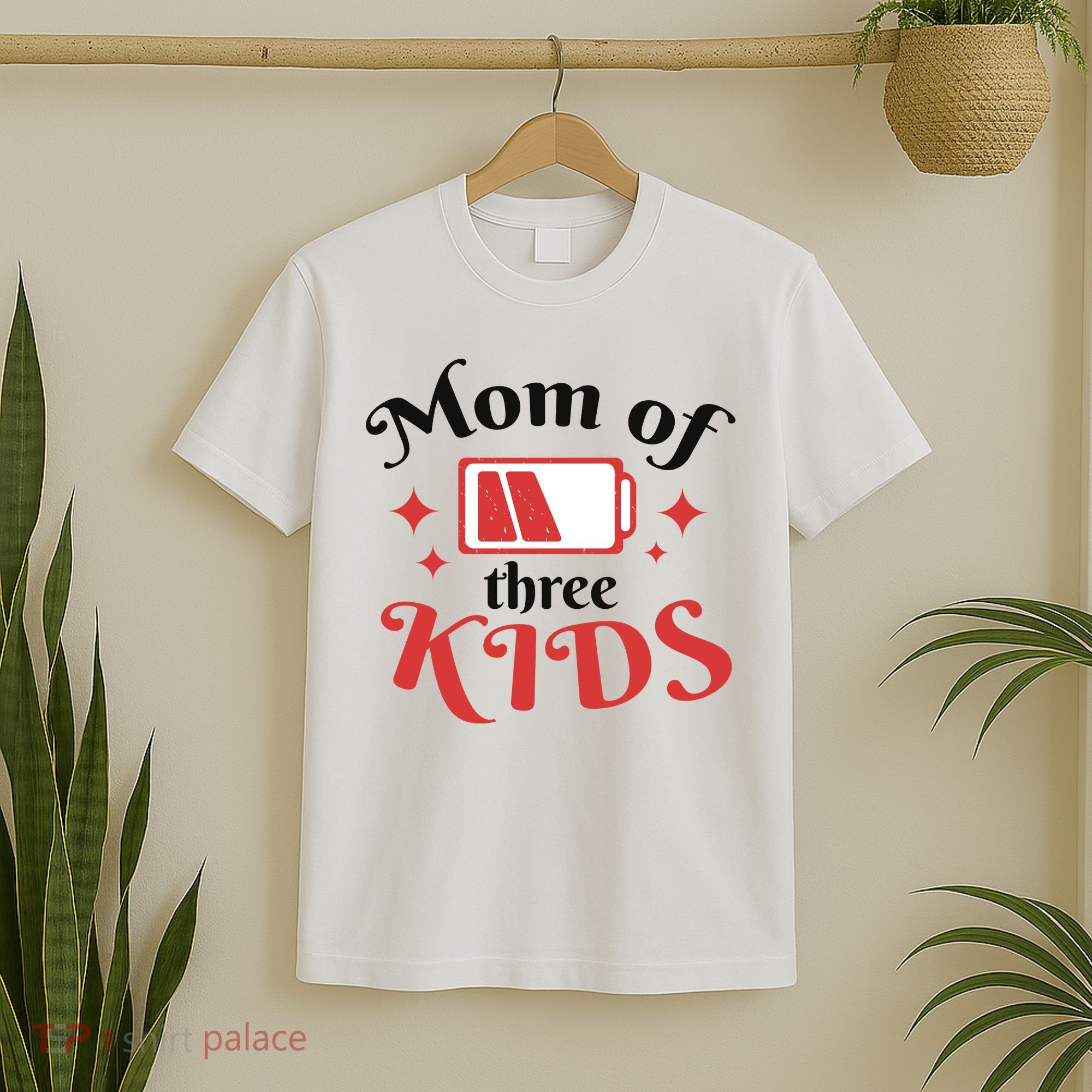 Mom Of Three Kids Battery Low T-Shirt