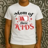 Mom Of Three Kids Battery Low T-Shirt thumb 3