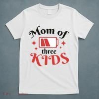 Mom Of Three Kids Battery Low T-Shirt thumb 5