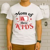 Mom Of Three Kids Battery Low T-Shirt thumb 6