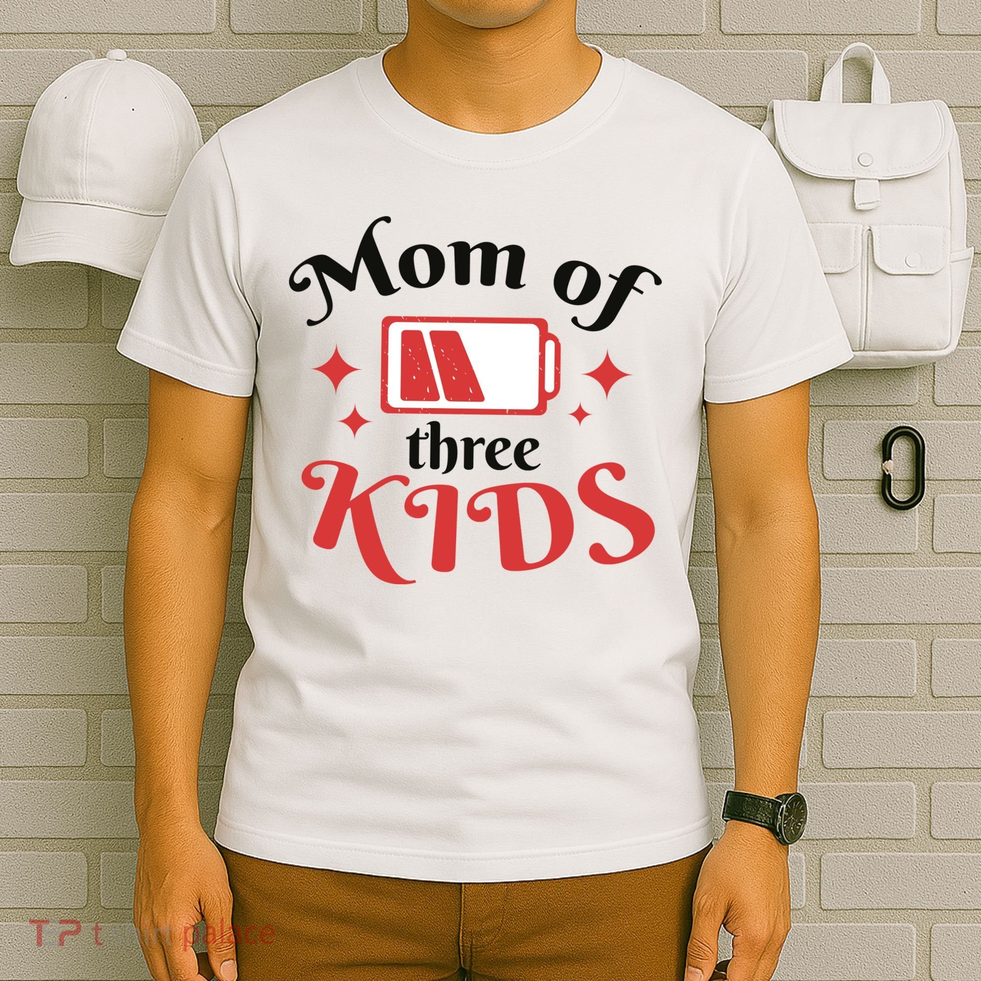 Mom Of Three Kids Battery Low T-Shirt