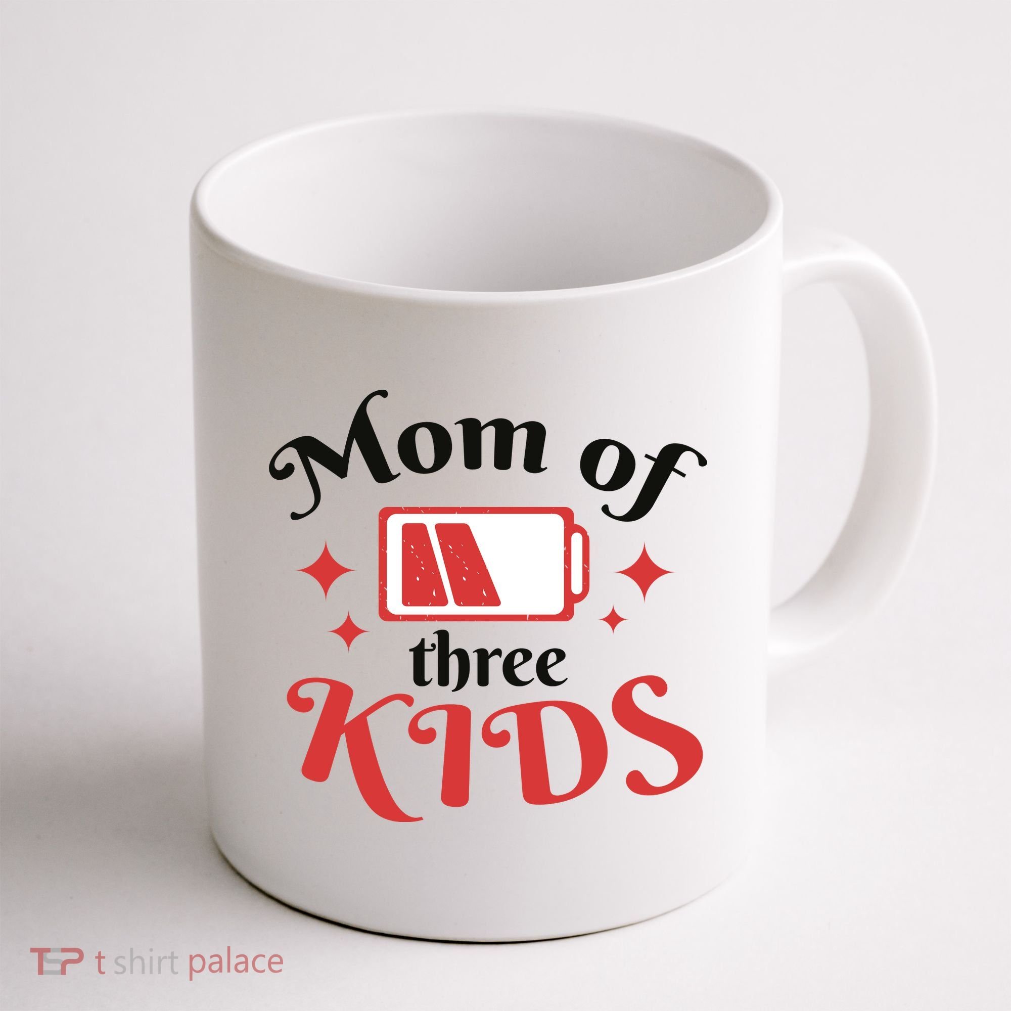 Mom Of Three Kids Battery Low Coffee Mug