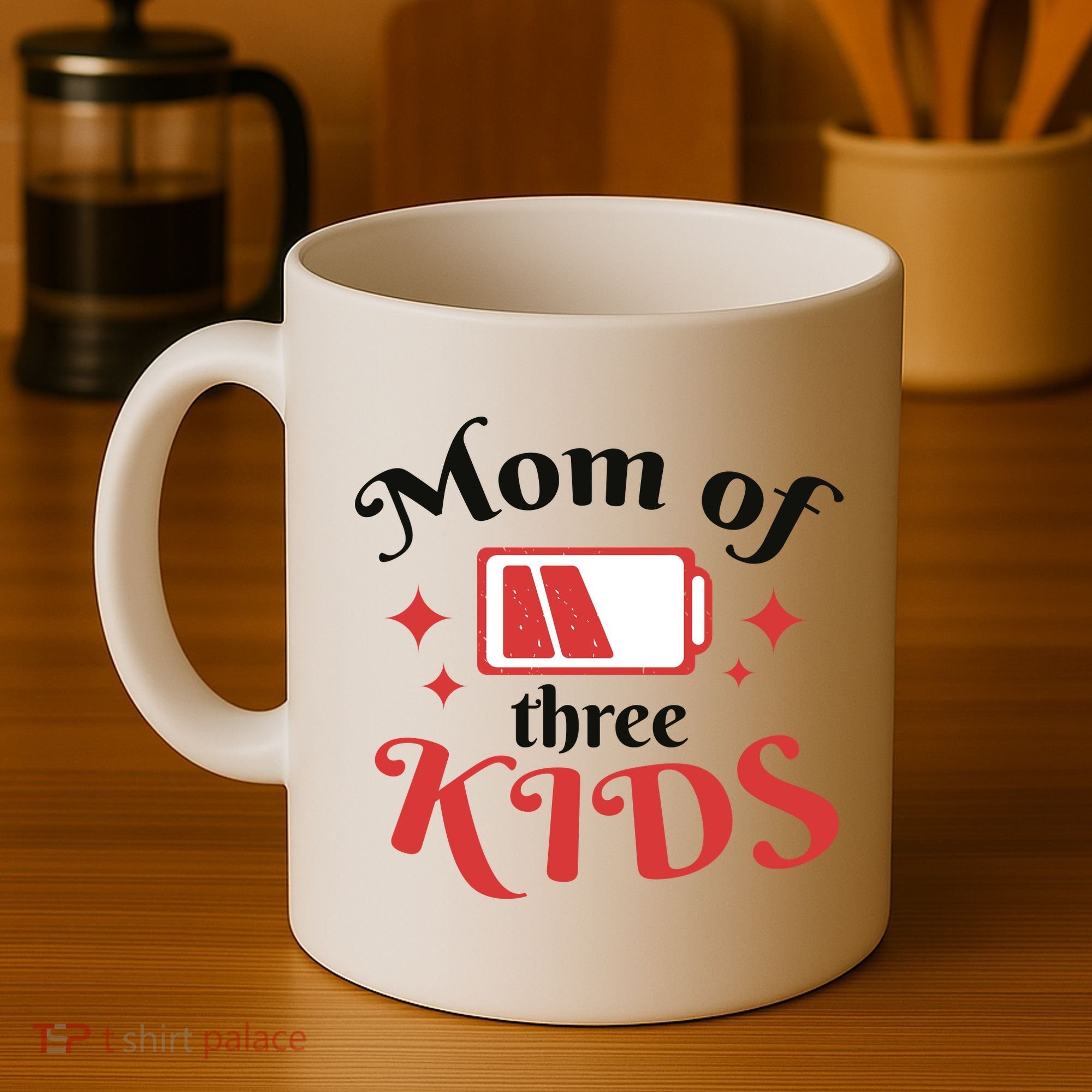 Mom Of Three Kids Battery Low Coffee Mug