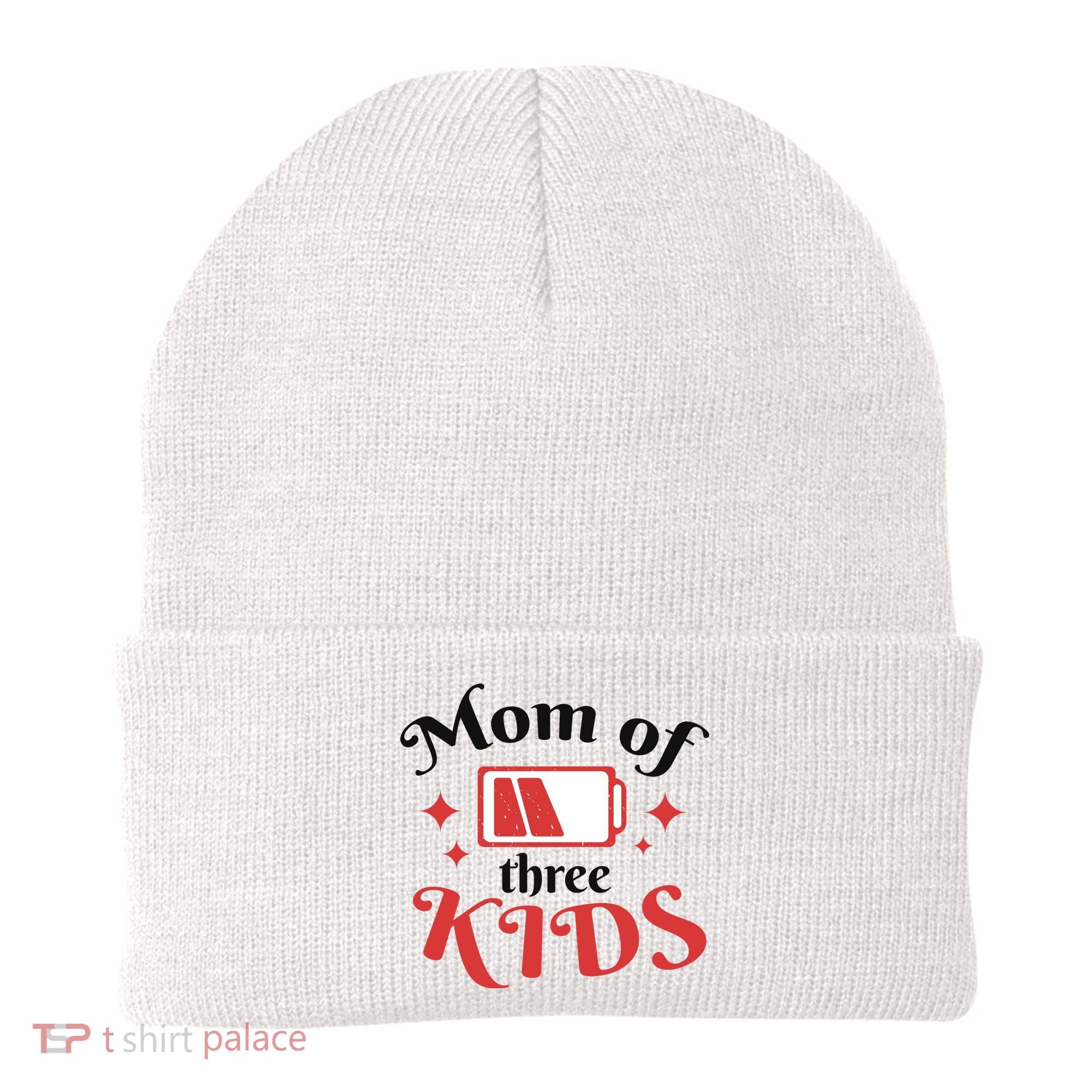 Mom Of Three Kids Battery Low Beanie