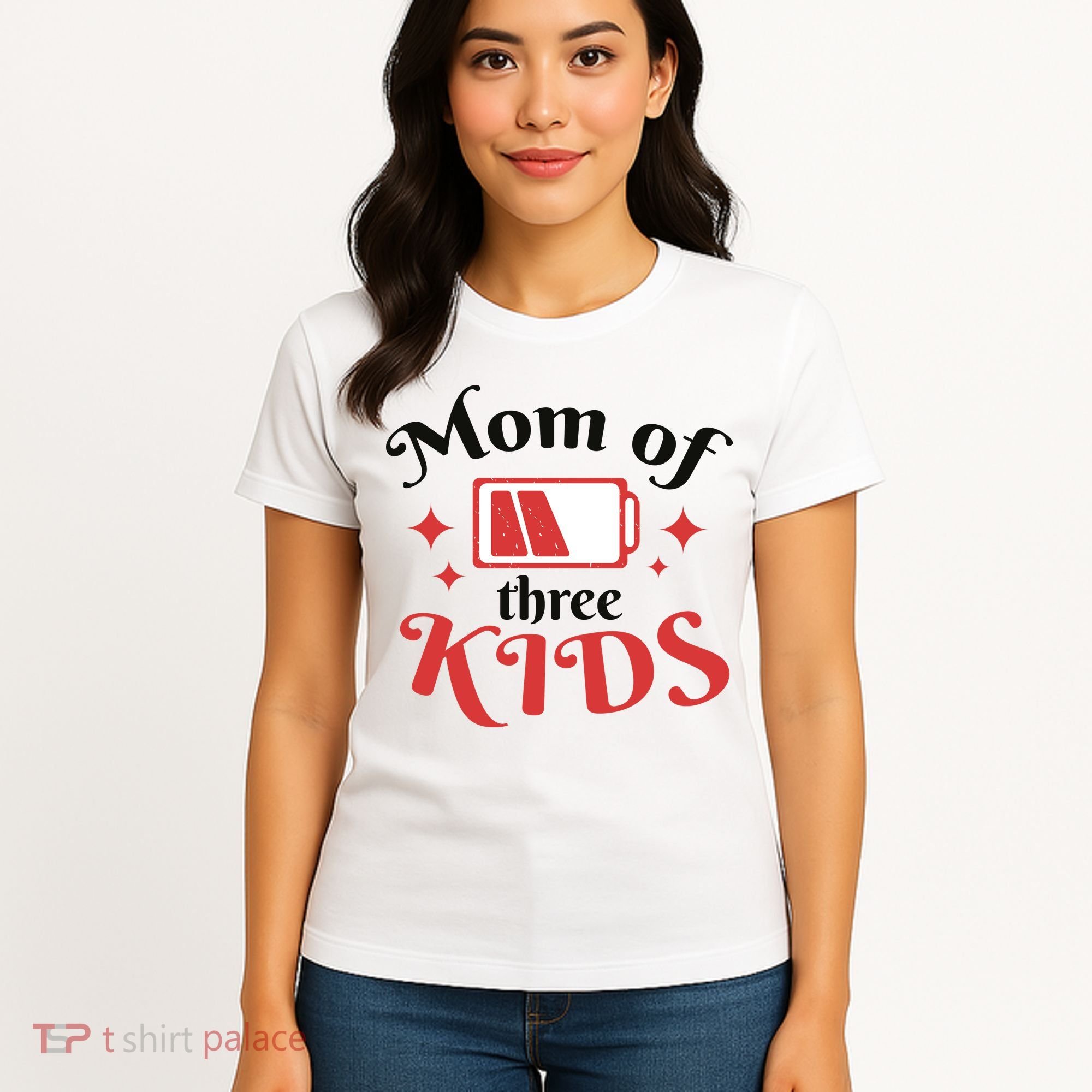 Mom Of Three Kids Battery Low Women's T-Shirt