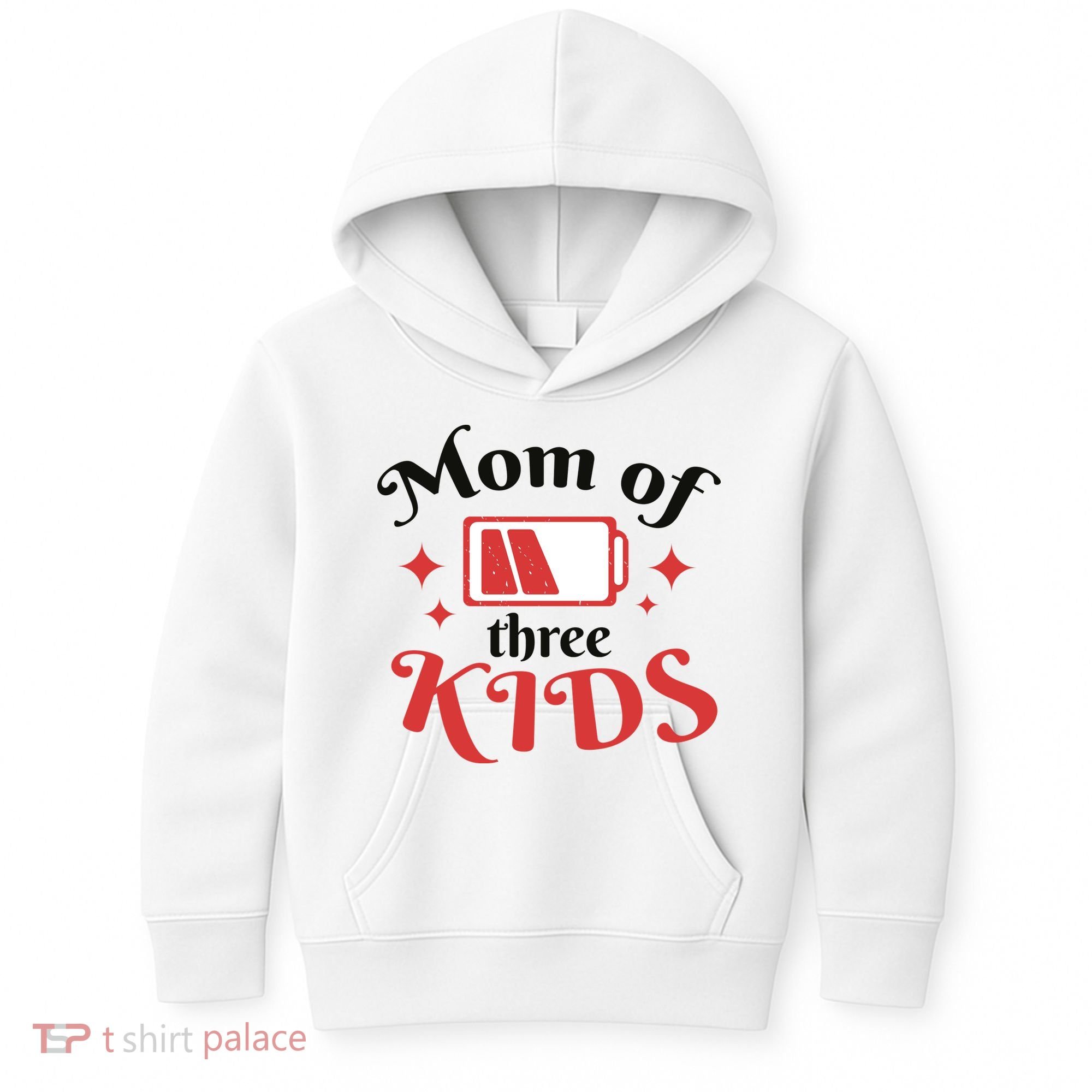 Mom Of Three Kids Battery Low Kids Hoodie