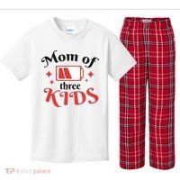 Mom Of Three Kids Battery Low Kids Plaid Pajama Set thumb 0