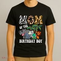 Mom Of The Birthday Boy Zoo Bday Safari Celebration T-Shirt thumb 3