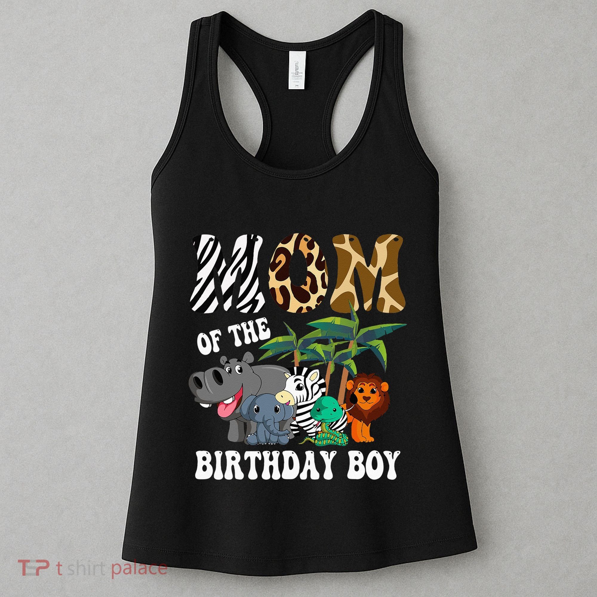 Mom Of The Birthday Boy Zoo Bday Safari Celebration Women's Tank Top