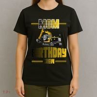Mom Of The Birthday Crew Party Excavator T-Shirt thumb 4