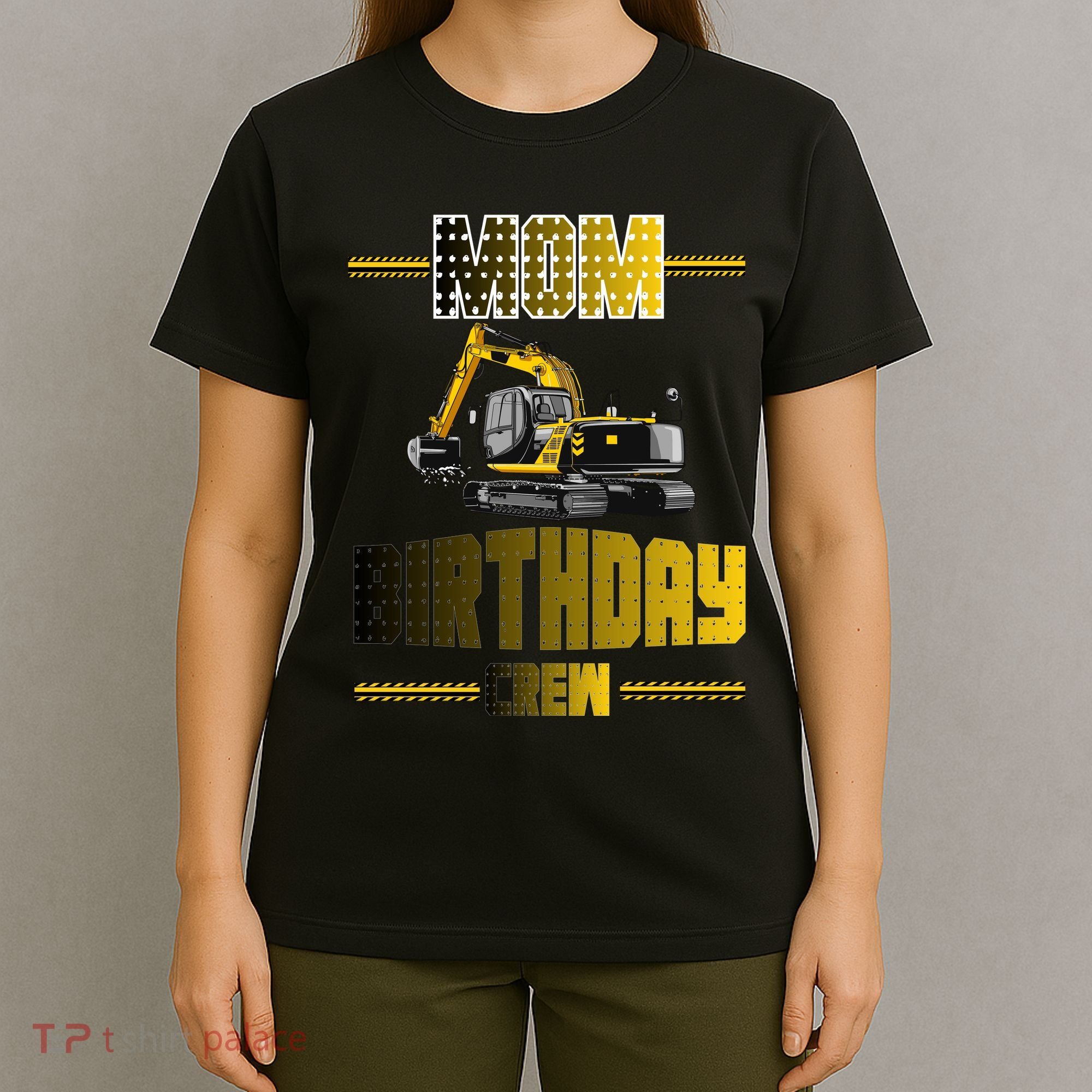 Mom Of The Birthday Crew Party Excavator T-Shirt