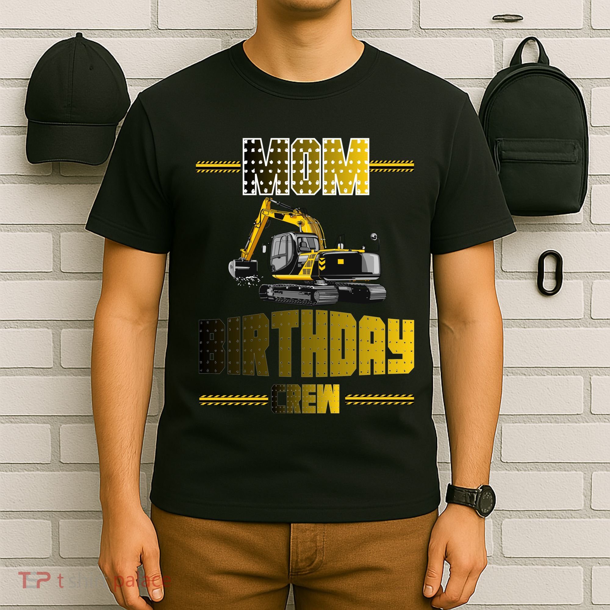 Mom Of The Birthday Crew Party Excavator T-Shirt