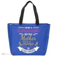 Mother Of Three Boys Cool Gift For Mom With 3 Sons Tote Bag thumb 0