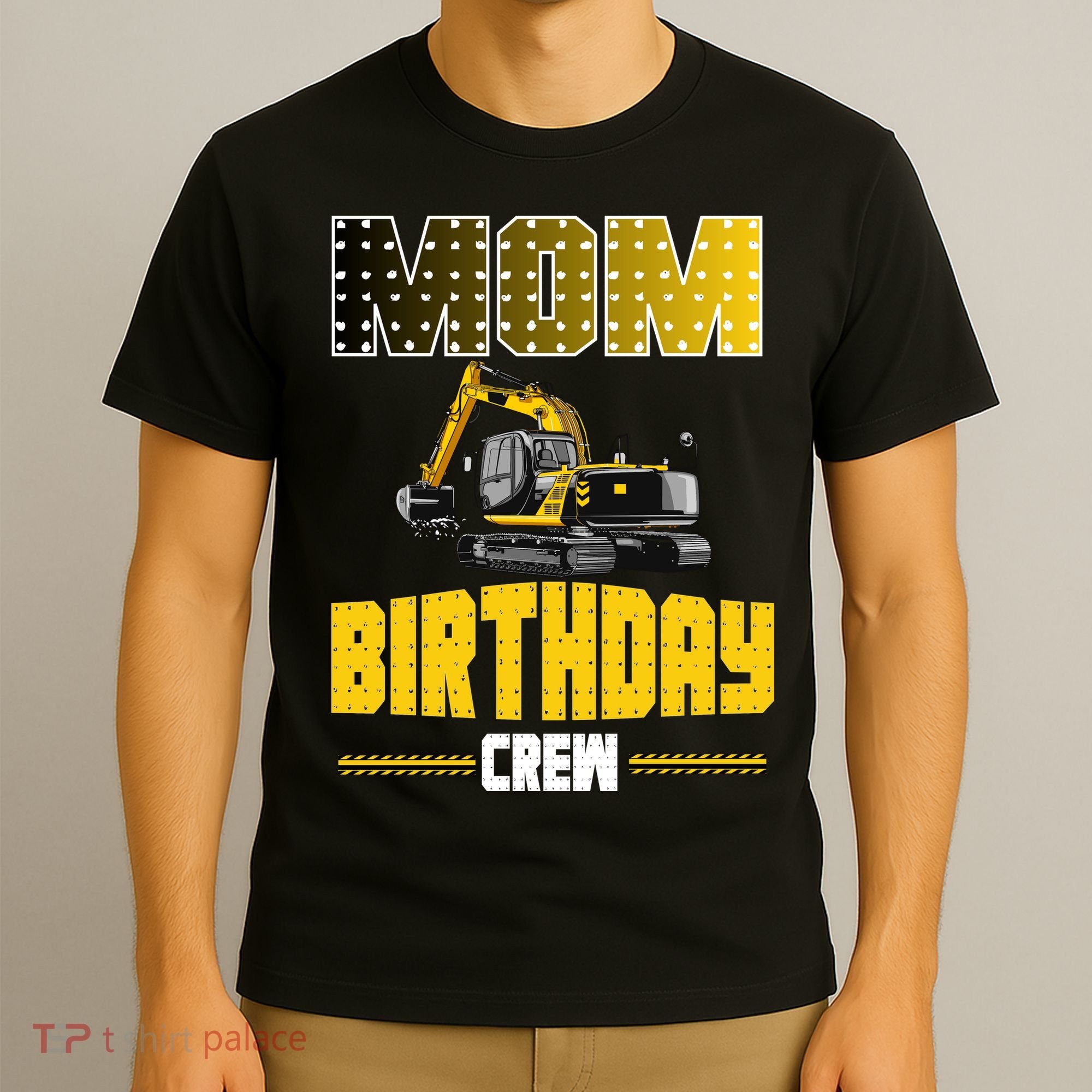 Mom Of The Birthday Crew Party Excavator T-Shirt