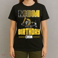 Mom Of The Birthday Crew Party Excavator T-Shirt thumb 4