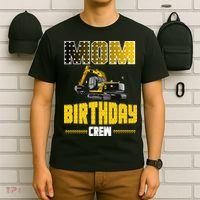 Mom Of The Birthday Crew Party Excavator T-Shirt thumb 6