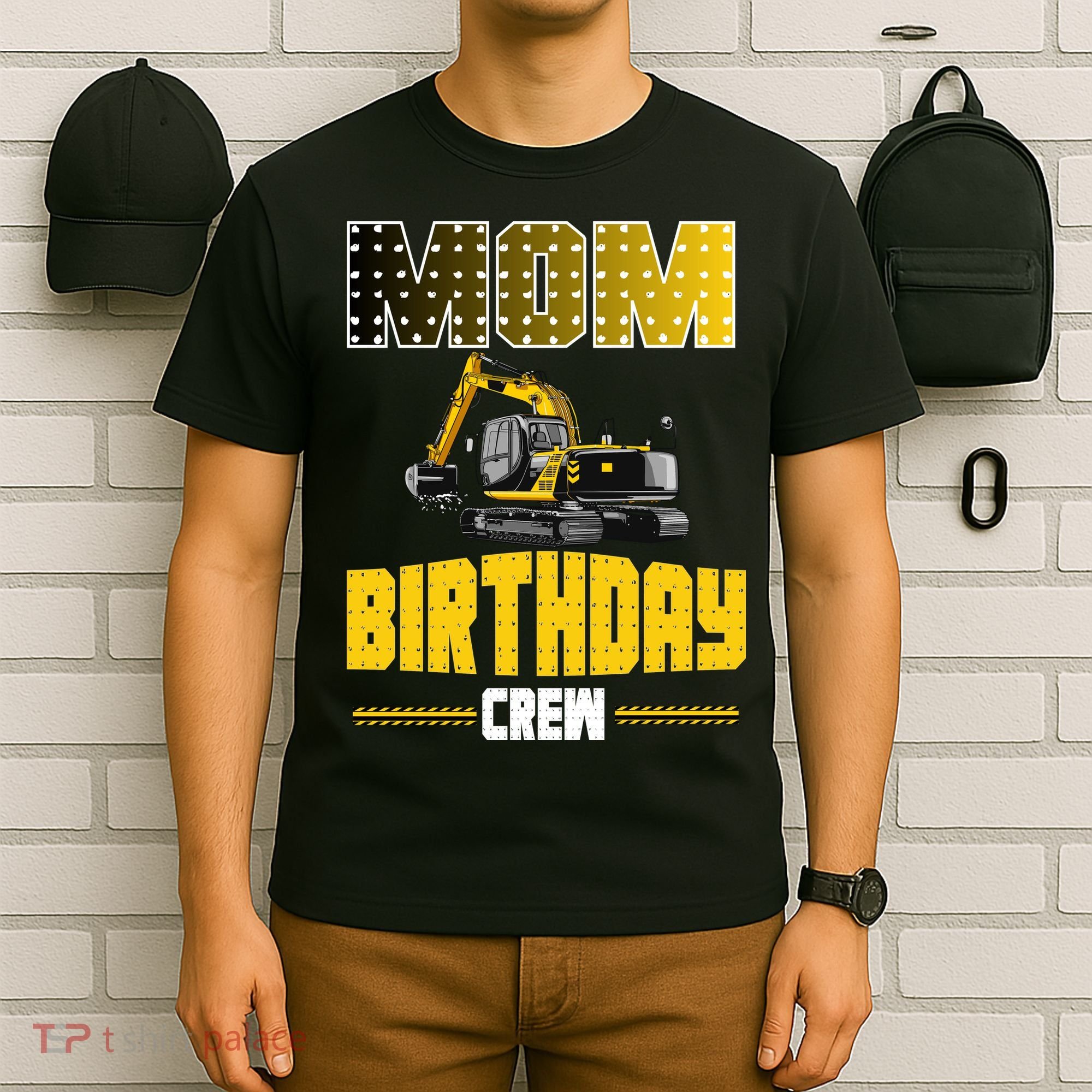 Mom Of The Birthday Crew Party Excavator T-Shirt