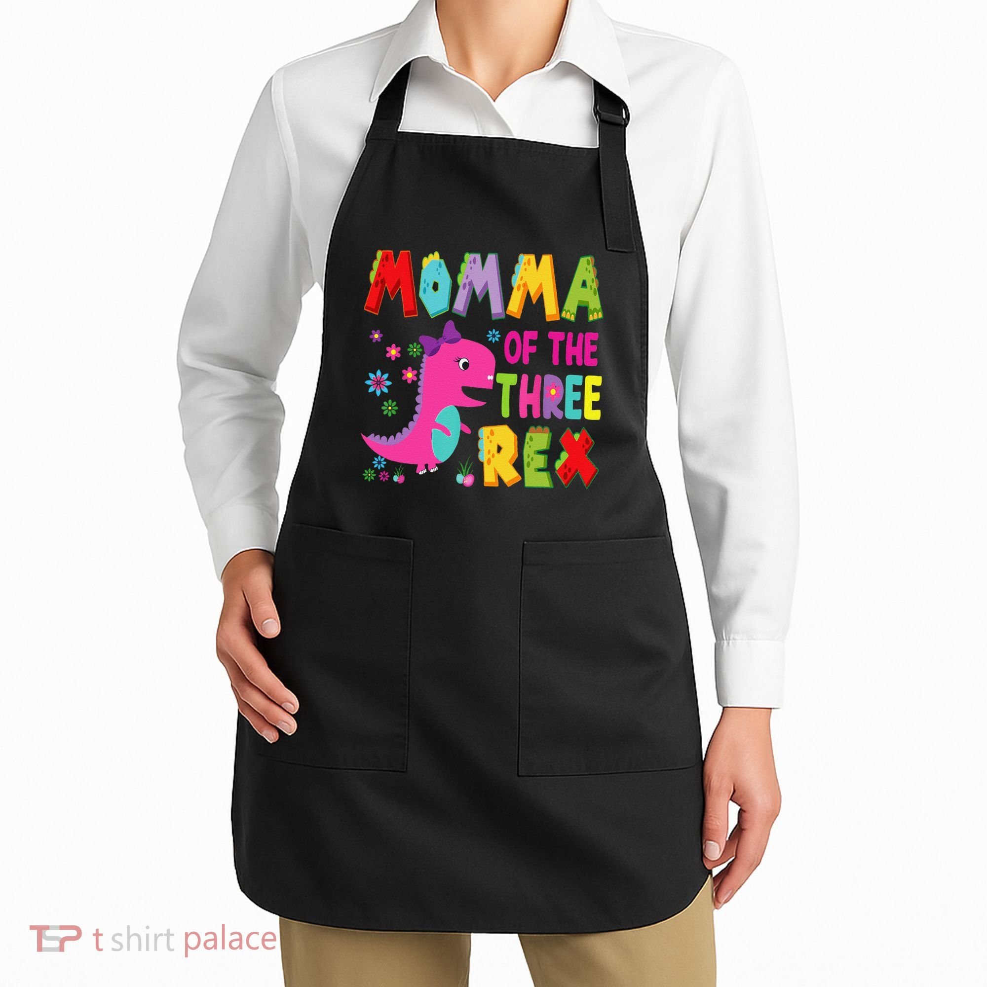 Momma Of The Three Rex 3rd Birthday Boy Dinosaur Trex Apron