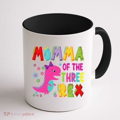 Momma Of The Three Rex 3rd Birthday Boy Dinosaur Trex Coffee Mug back