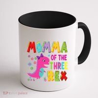 Momma Of The Three Rex 3rd Birthday Boy Dinosaur Trex Coffee Mug thumb 1