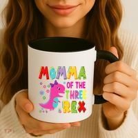 Momma Of The Three Rex 3rd Birthday Boy Dinosaur Trex Coffee Mug thumb 3