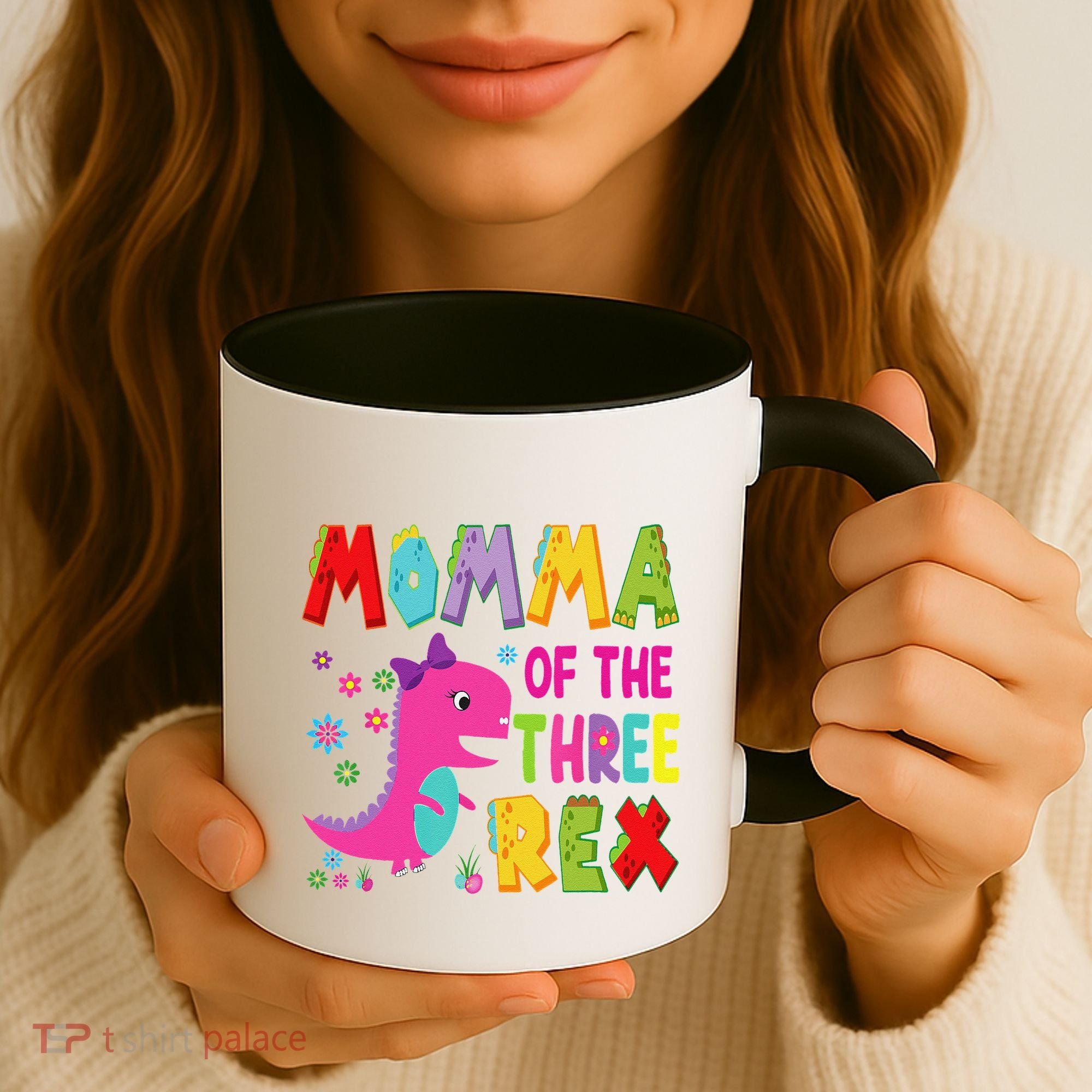 Momma Of The Three Rex 3rd Birthday Boy Dinosaur Trex Coffee Mug