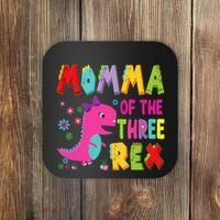 Momma Of The Three Rex 3rd Birthday Boy Dinosaur Trex Coaster thumb 0