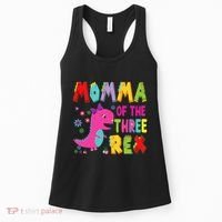Momma Of The Three Rex 3rd Birthday Boy Dinosaur Trex Women's Tank Top thumb 0