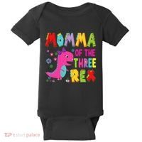 Momma Of The Three Rex 3rd Birthday Boy Dinosaur Trex Baby Bodysuit thumb 0