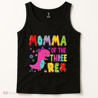 Momma Of The Three Rex 3rd Birthday Boy Dinosaur Trex Tank Top thumb 2
